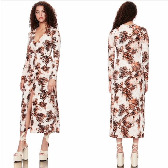 AFRM Dresses & Skirts - Afrm Zoey Midi Dress in Stamped Snake Print XS